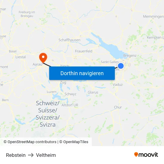 Rebstein to Veltheim map