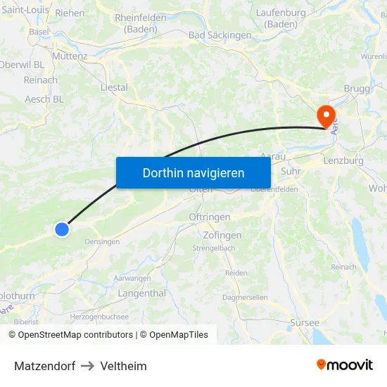 Matzendorf to Veltheim map