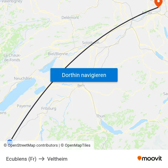 Ecublens (Fr) to Veltheim map
