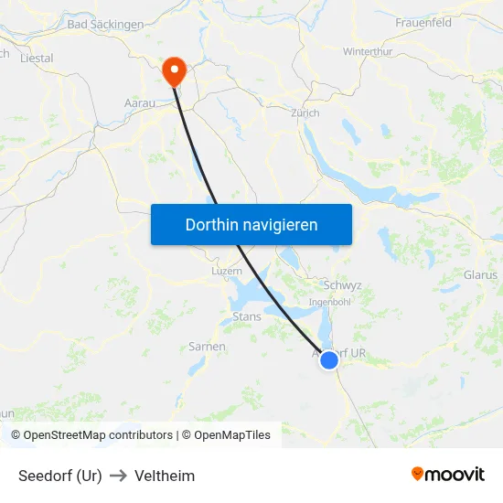 Seedorf (Ur) to Veltheim map