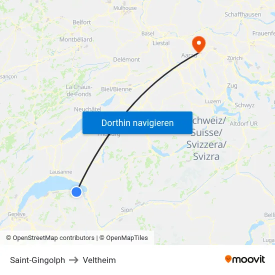Saint-Gingolph to Veltheim map