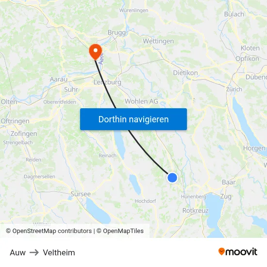 Auw to Veltheim map