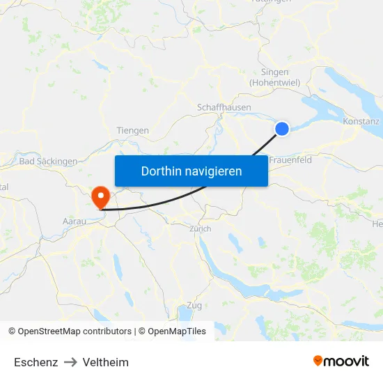 Eschenz to Veltheim map