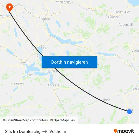 Sils Im Domleschg to Veltheim map