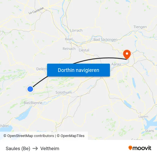 Saules (Be) to Veltheim map