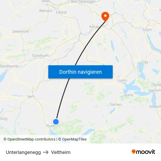 Unterlangenegg to Veltheim map