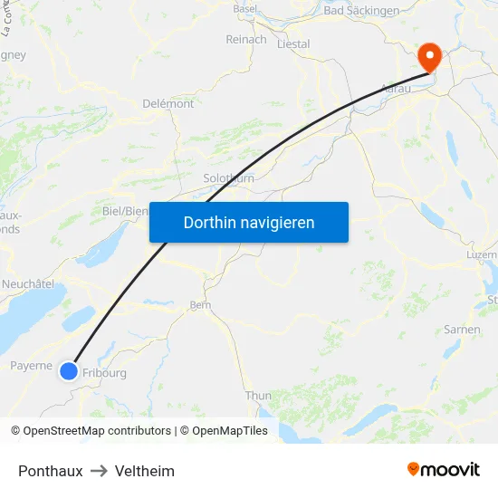 Ponthaux to Veltheim map