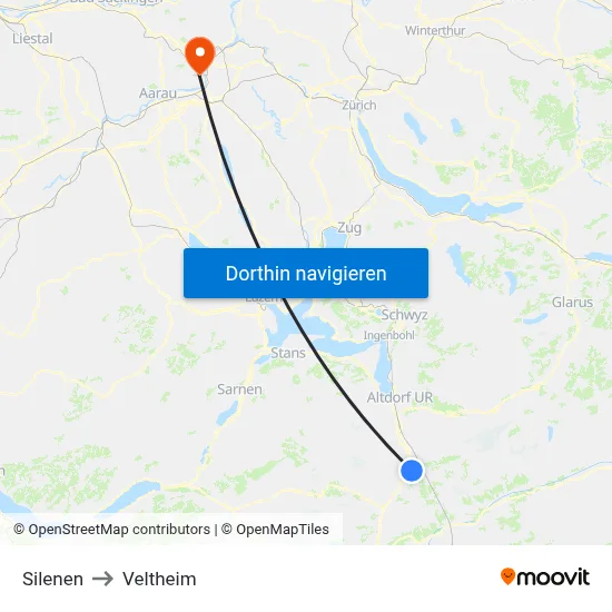 Silenen to Veltheim map