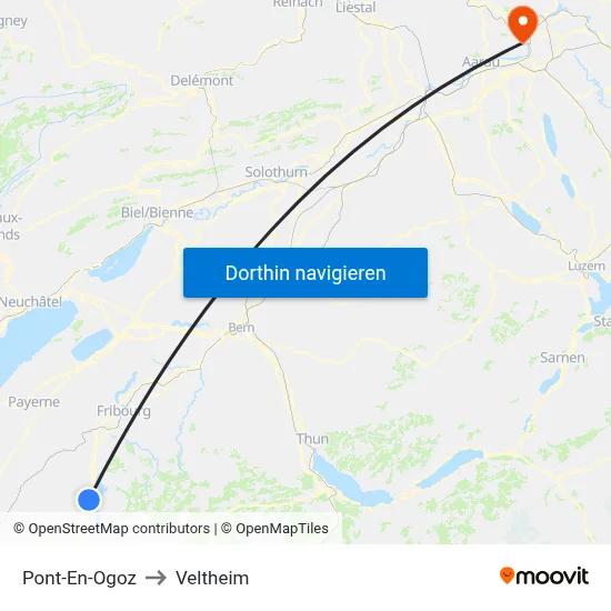 Pont-En-Ogoz to Veltheim map