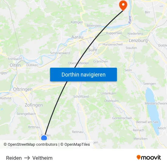 Reiden to Veltheim map