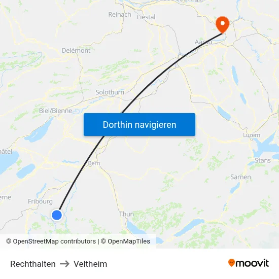 Rechthalten to Veltheim map