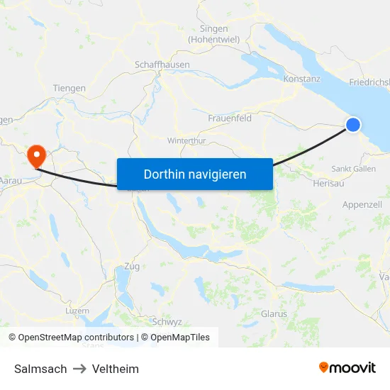 Salmsach to Veltheim map