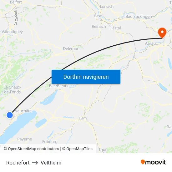 Rochefort to Veltheim map