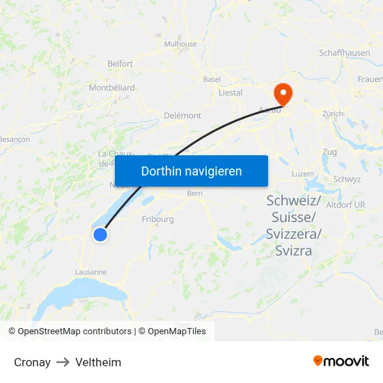 Cronay to Veltheim map