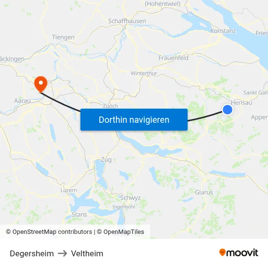 Degersheim to Veltheim map