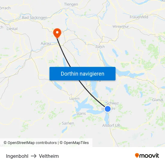 Ingenbohl to Veltheim map