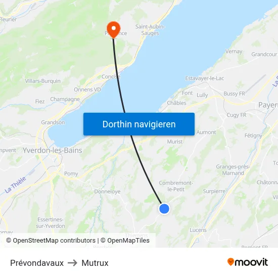 Prévondavaux to Mutrux map