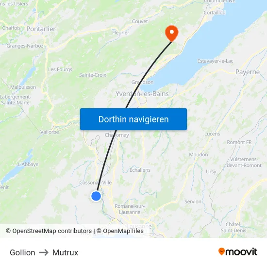 Gollion to Mutrux map