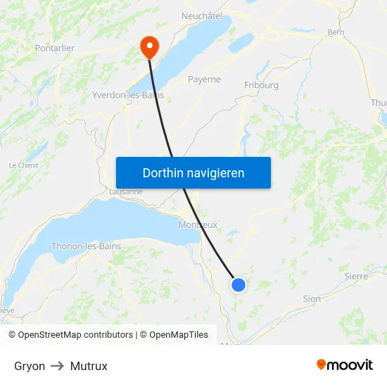 Gryon to Mutrux map