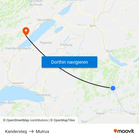Kandersteg to Mutrux map