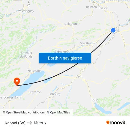 Kappel (So) to Mutrux map