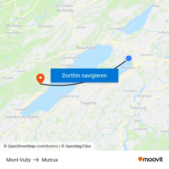 Mont-Vully to Mutrux map