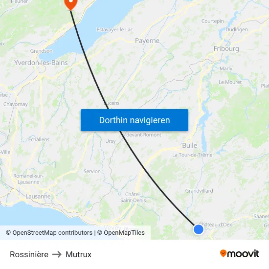 Rossinière to Mutrux map