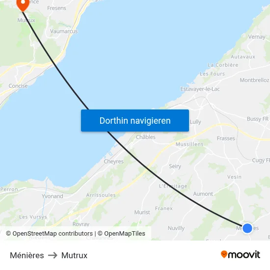 Ménières to Mutrux map
