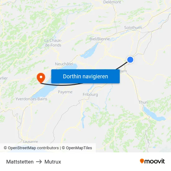 Mattstetten to Mutrux map