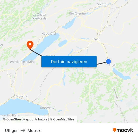Uttigen to Mutrux map