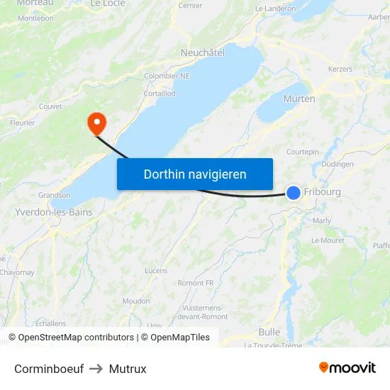Corminboeuf to Mutrux map