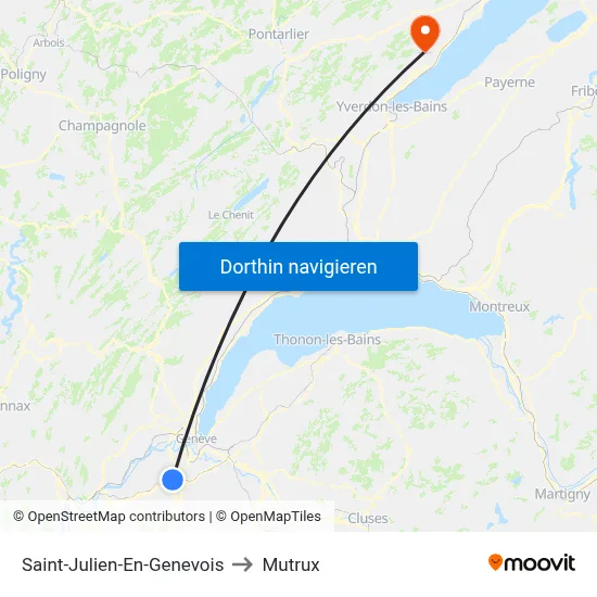 Saint-Julien-En-Genevois to Mutrux map