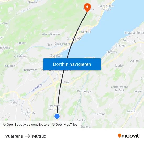 Vuarrens to Mutrux map
