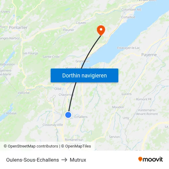 Oulens-Sous-Echallens to Mutrux map