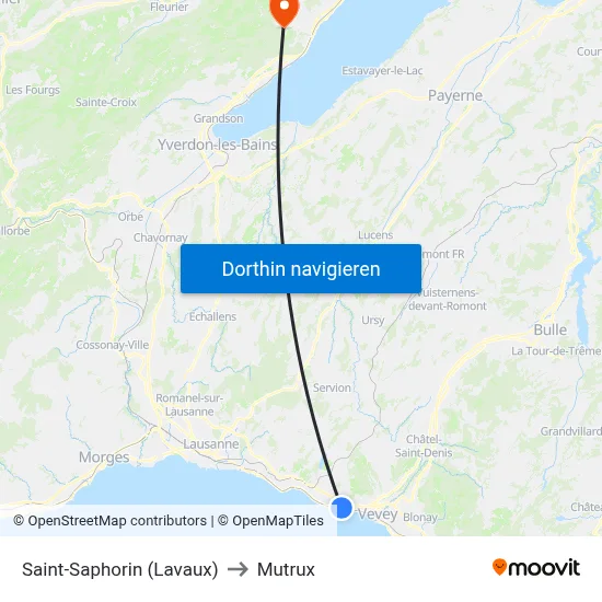 Saint-Saphorin (Lavaux) to Mutrux map
