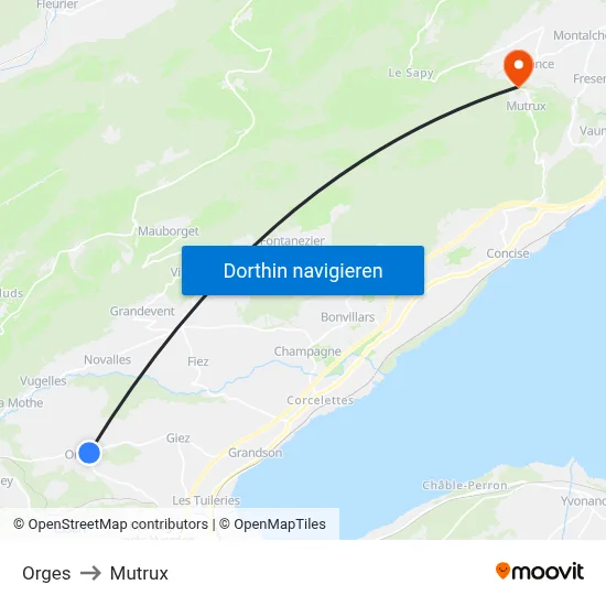 Orges to Mutrux map