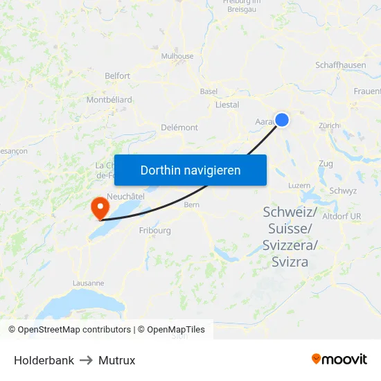 Holderbank to Mutrux map