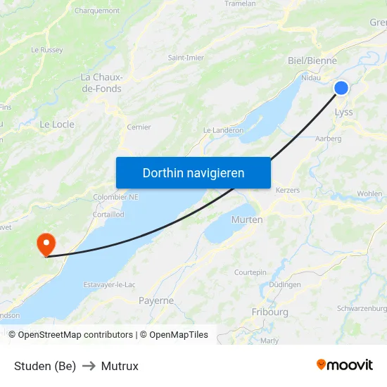 Studen (Be) to Mutrux map