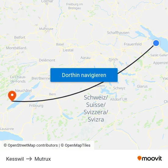 Kesswil to Mutrux map