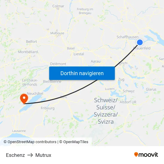 Eschenz to Mutrux map