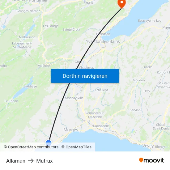 Allaman to Mutrux map