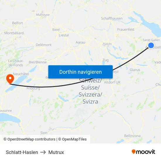 Schlatt-Haslen to Mutrux map