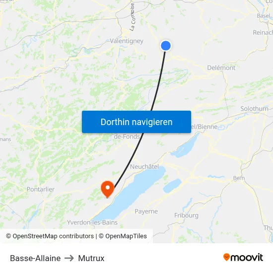 Basse-Allaine to Mutrux map