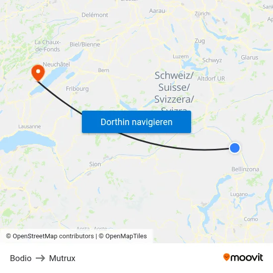 Bodio to Mutrux map