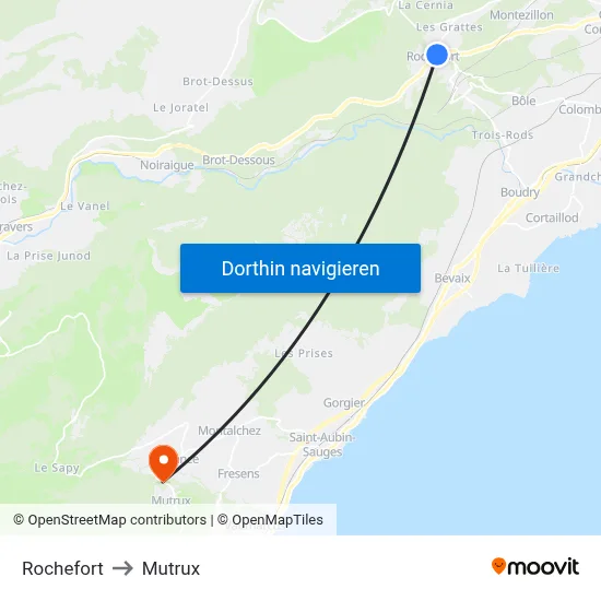 Rochefort to Mutrux map