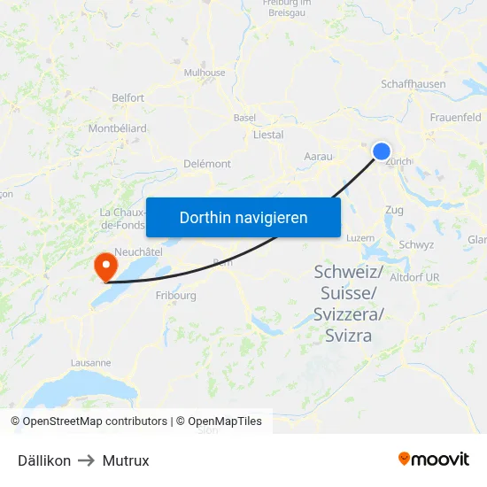 Dällikon to Mutrux map