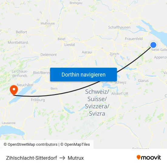 Zihlschlacht-Sitterdorf to Mutrux map