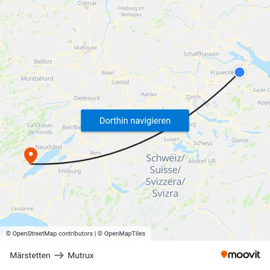 Märstetten to Mutrux map