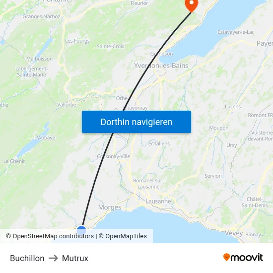 Buchillon to Mutrux map