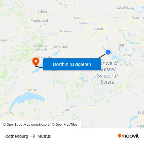 Rothenburg to Mutrux map